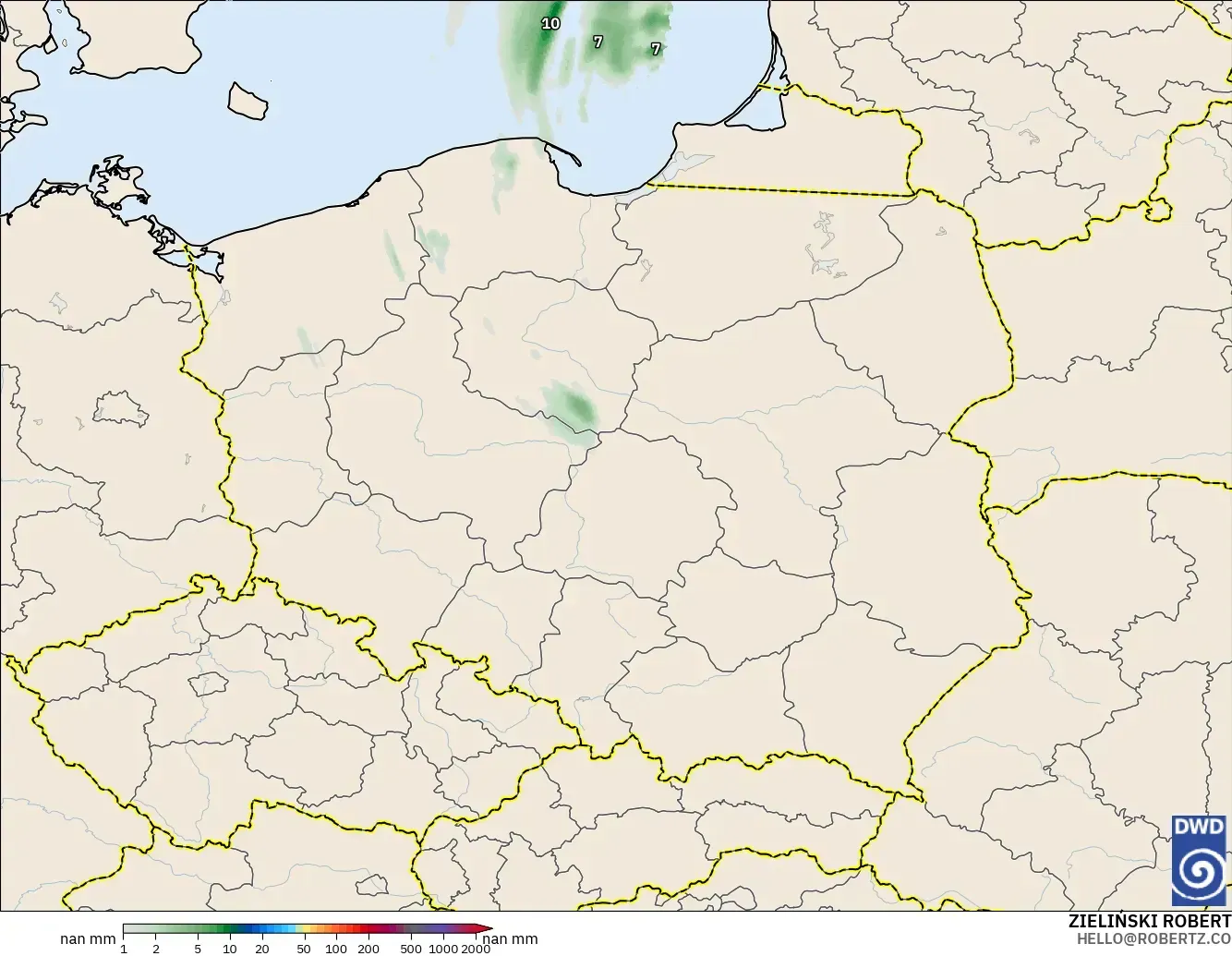 ICON Alemania 2 km modelo - Polonia, Acumulación de precipitación