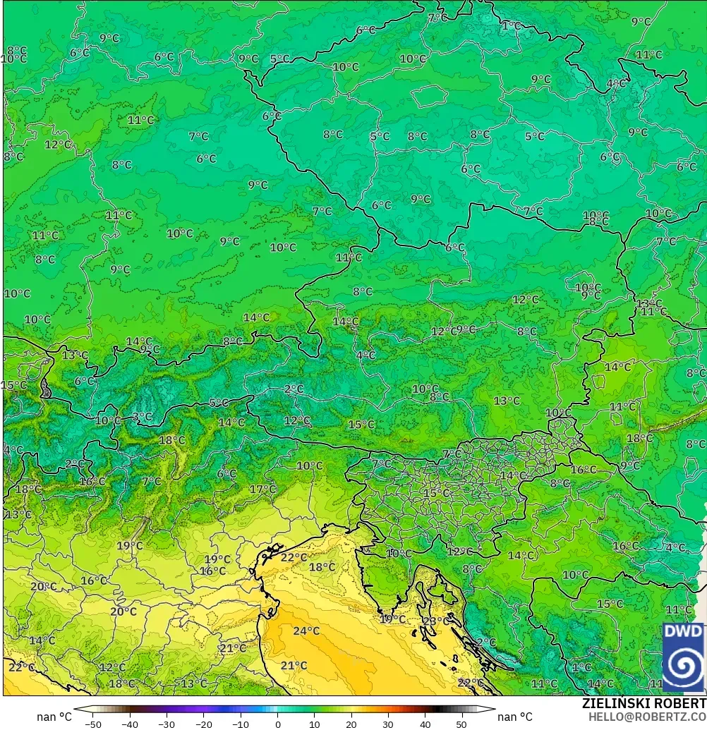 ICON Alemania 2 km modelo - Austria, Punto de rocío a 2 m
