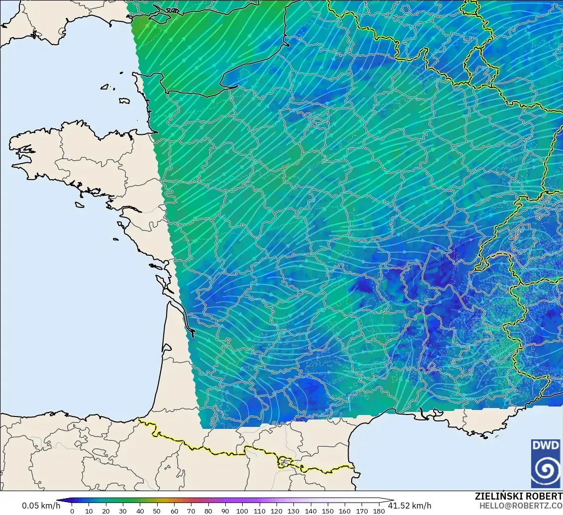 ICON Alemania 2 km modelo - Francia, Viento a 10 m