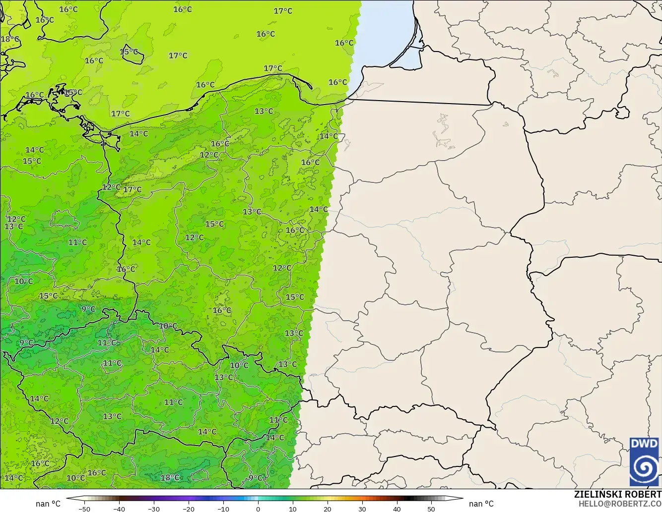 ICON Alemania 2 km modelo - Polonia, Punto de rocío a 2 m