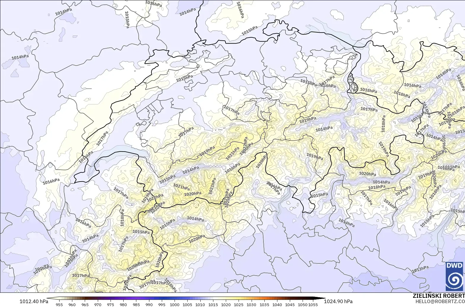 ICON Alemania 2 km modelo - Suiza, Presión
