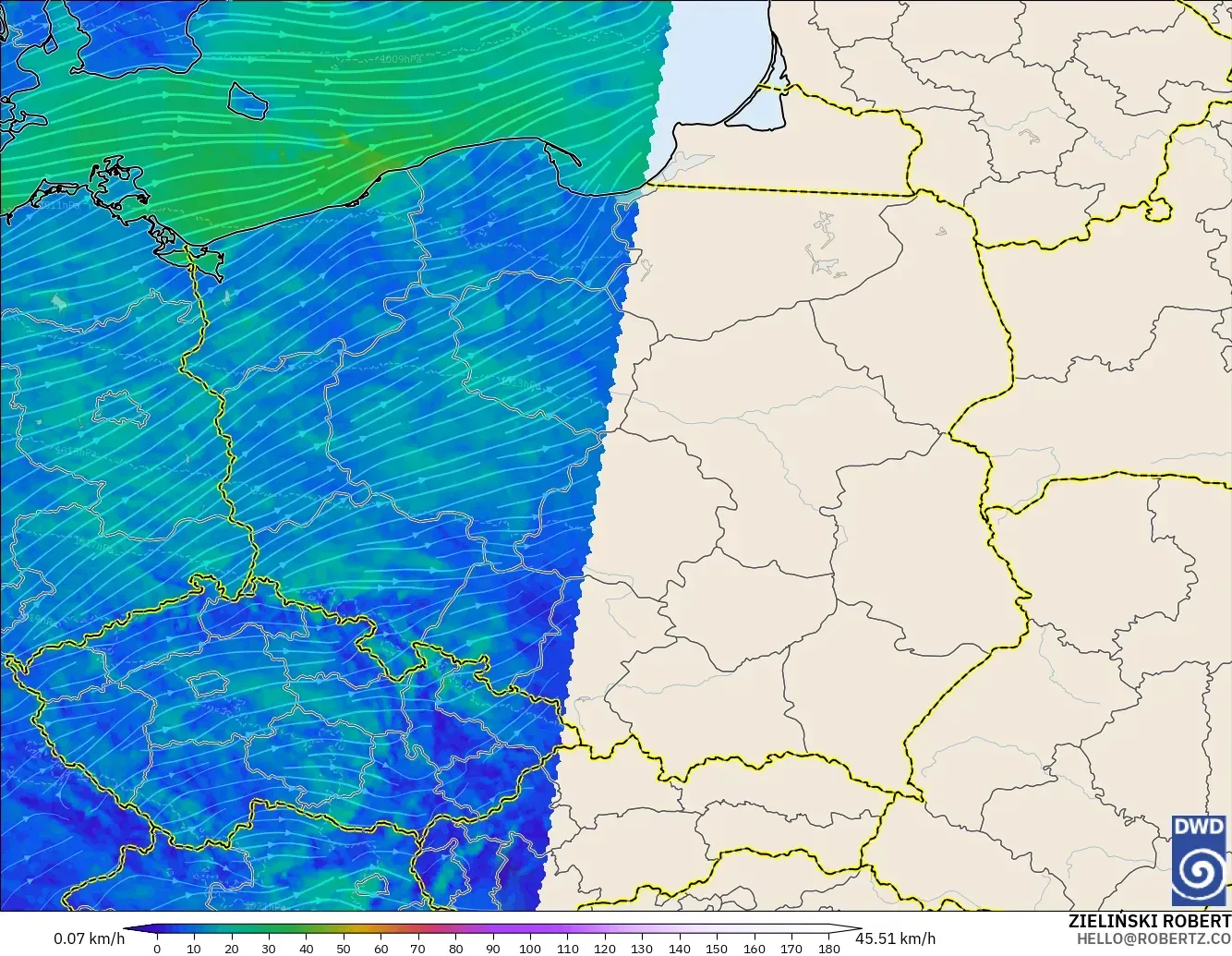 ICON Alemania 2 km modelo - Polonia, Viento a 10 m