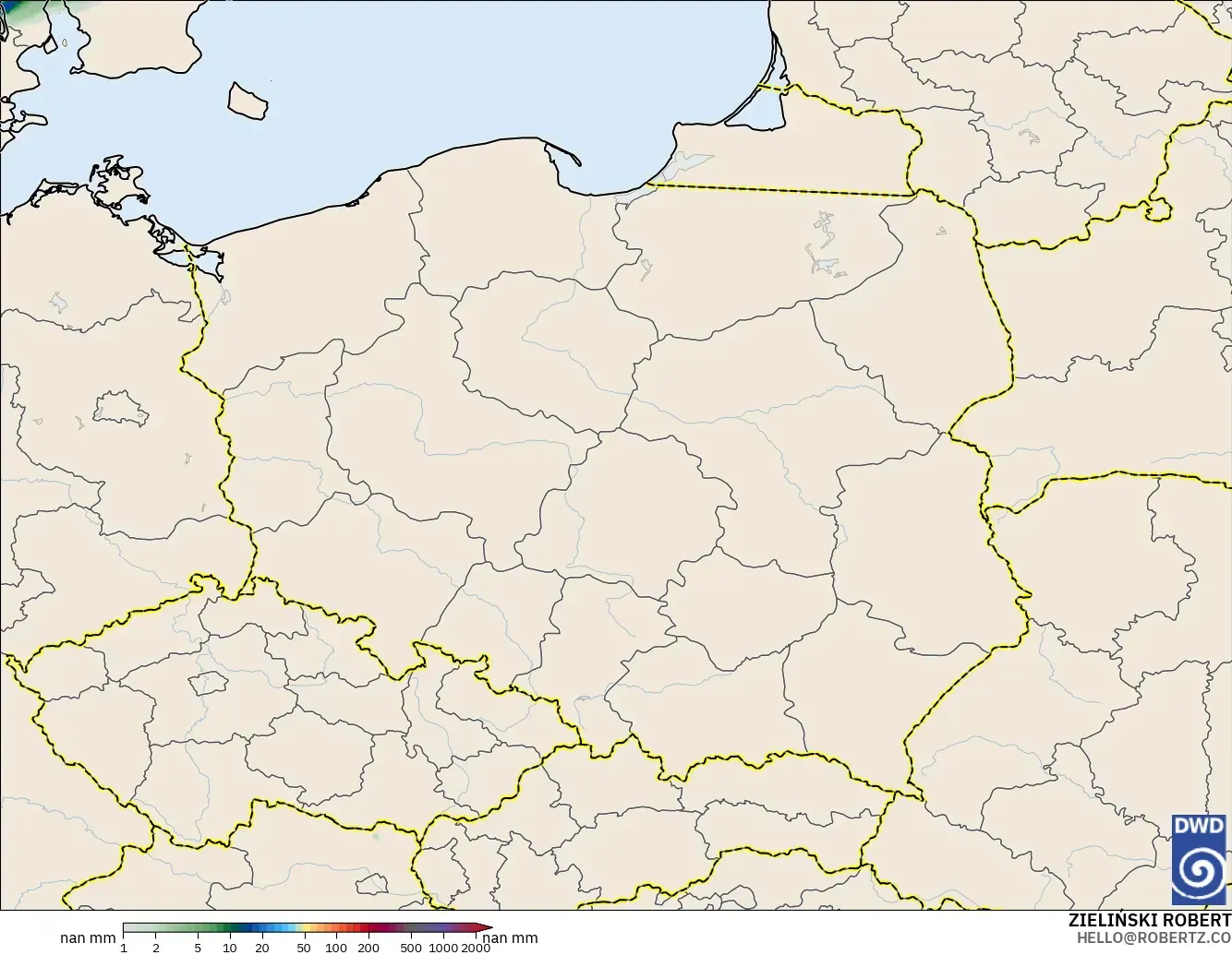 ICON Alemania 2 km modelo - Polonia, Acumulación de precipitación