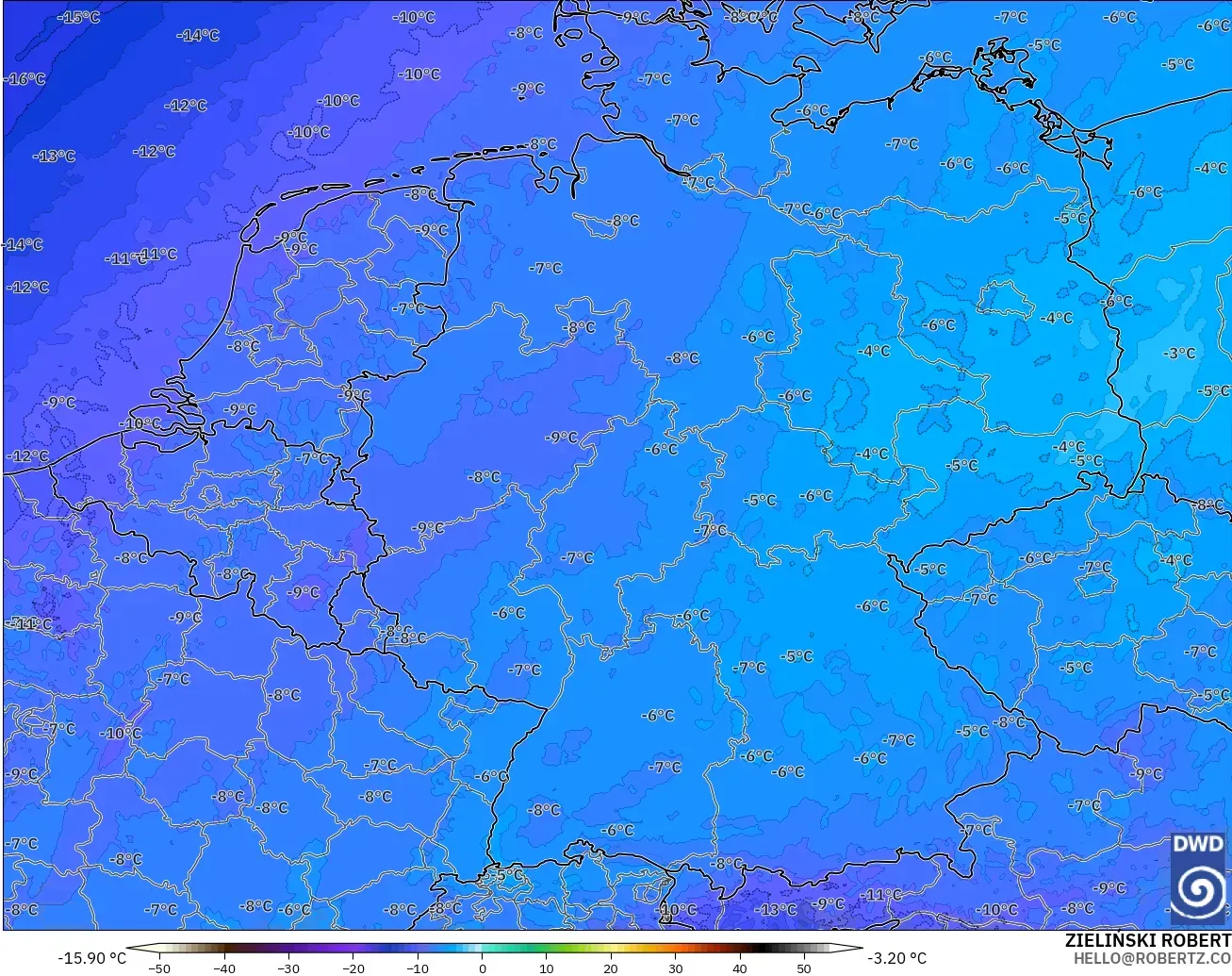 ICON Alemania 2 km modelo - Alemania, Temperatura a 500 hPa