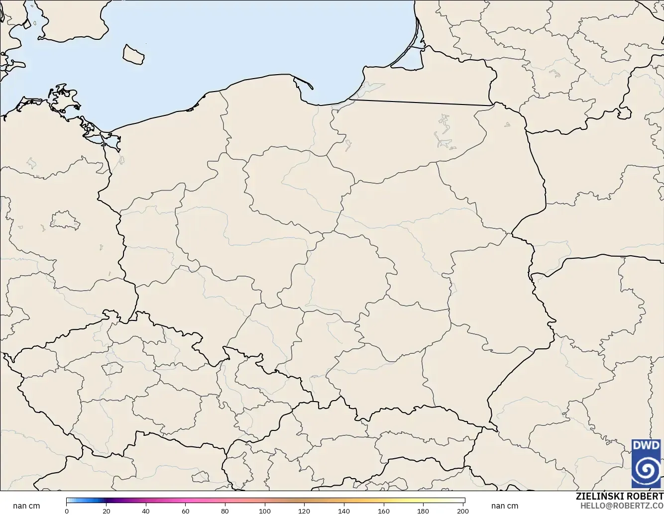 ICON Alemania 2 km modelo - Polonia, Profundidad de nieve