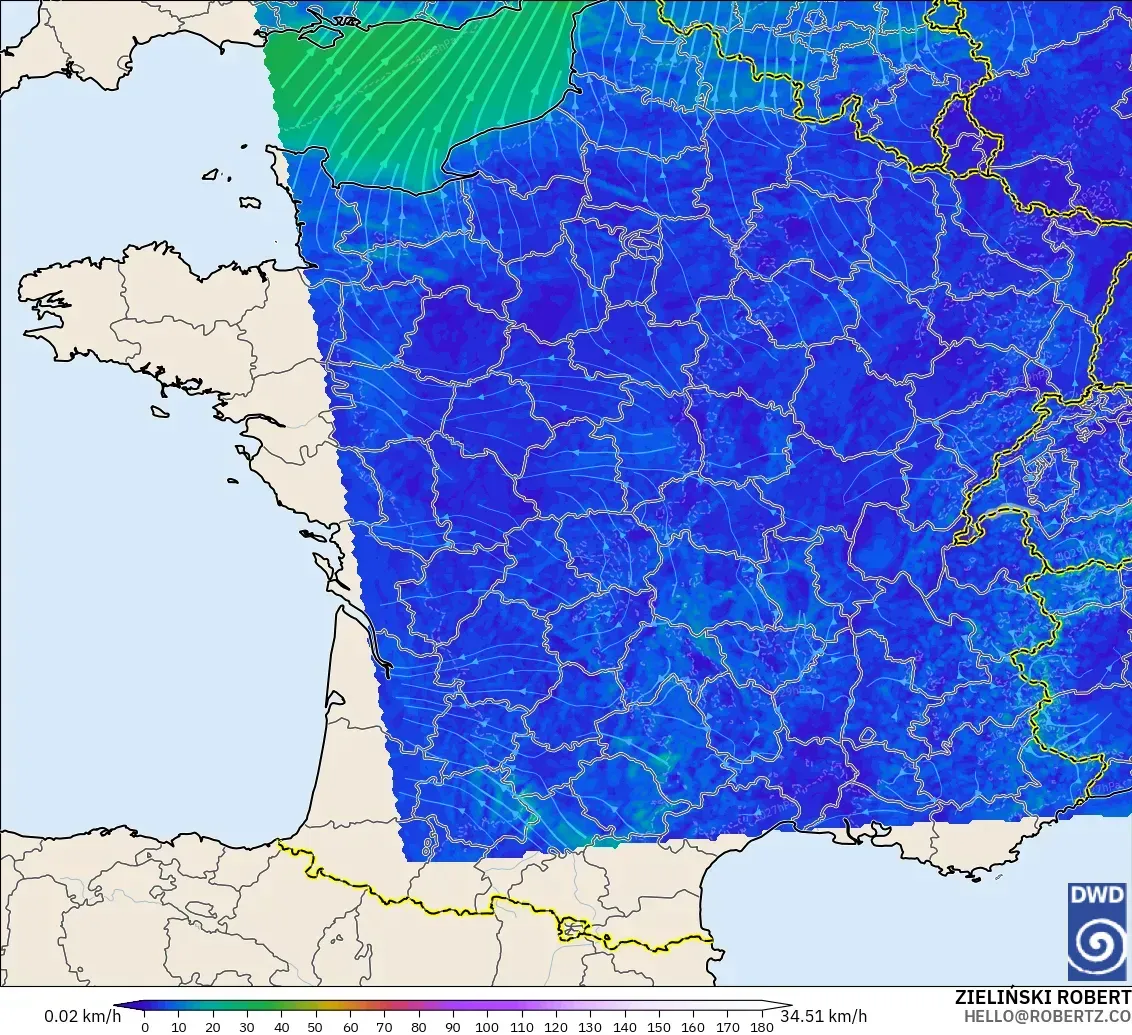 ICON Alemania 2 km modelo - Francia, Viento a 10 m
