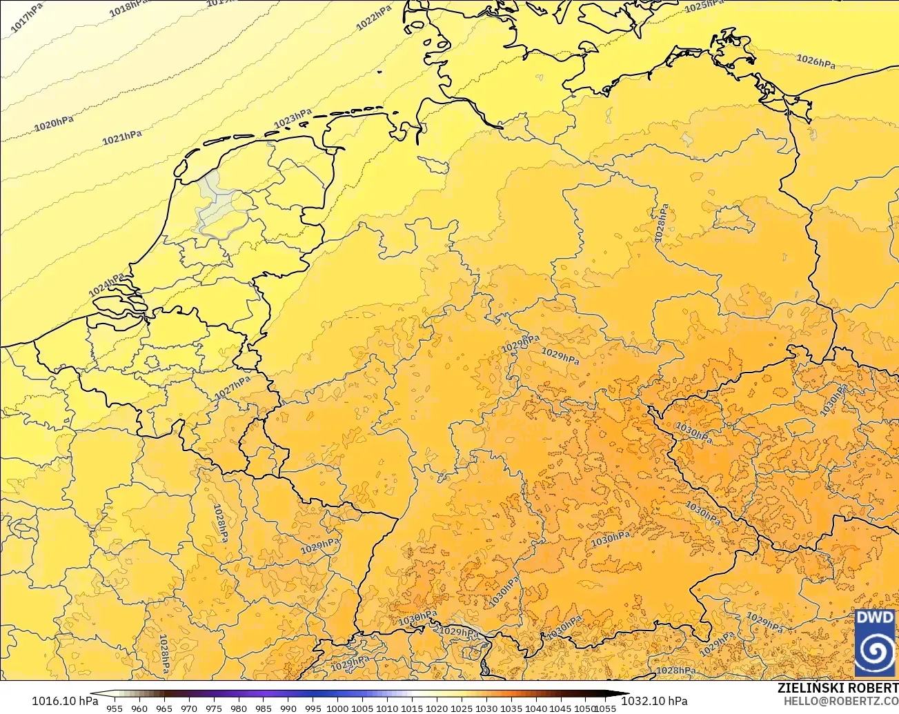 ICON Alemania 2 km modelo - Alemania, Presión