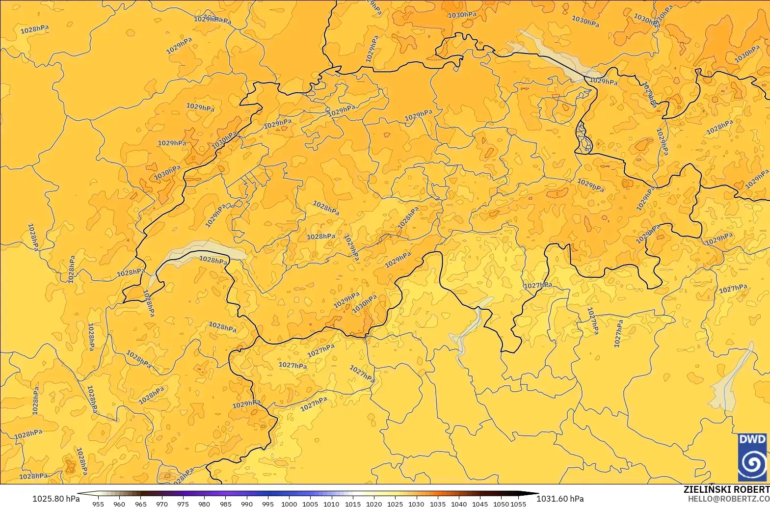 ICON Alemania 2 km modelo - Suiza, Presión
