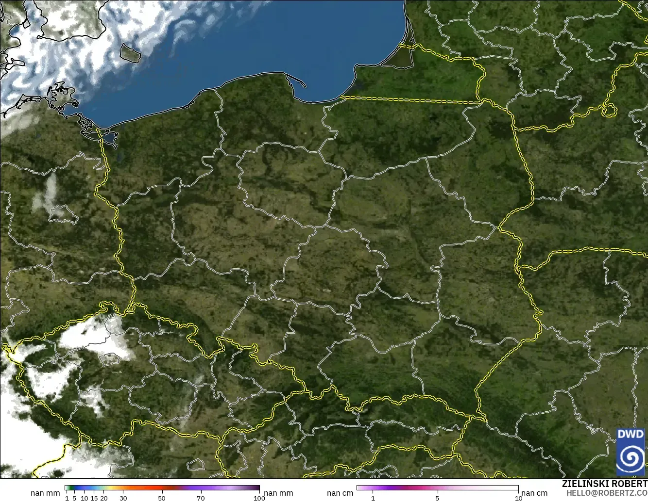 ICON Alemania 2 km modelo - Polonia, Precipitación, nubes y presión