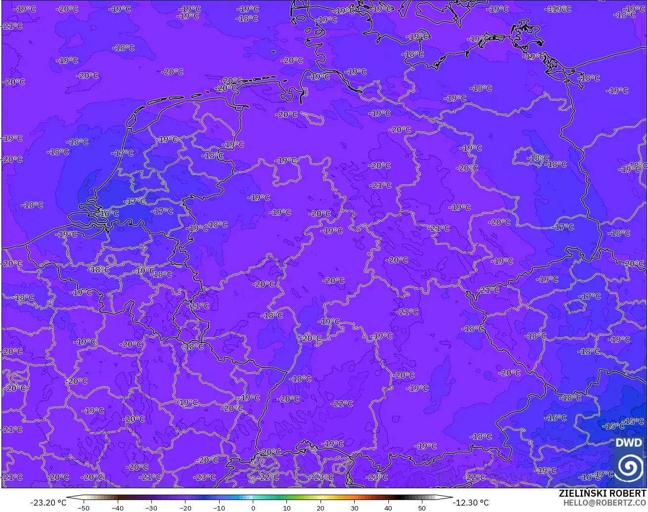 ICON Alemania 2 km modelo - Alemania, Temperatura a 500 hPa