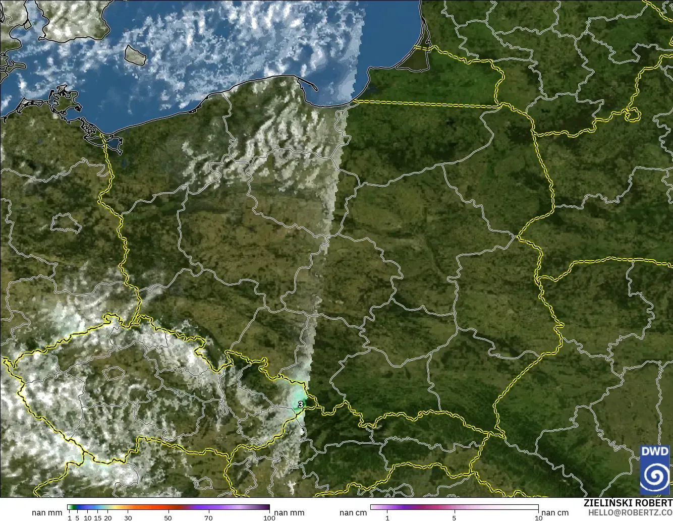 ICON Alemania 2 km modelo - Polonia, Precipitación, nubes y presión