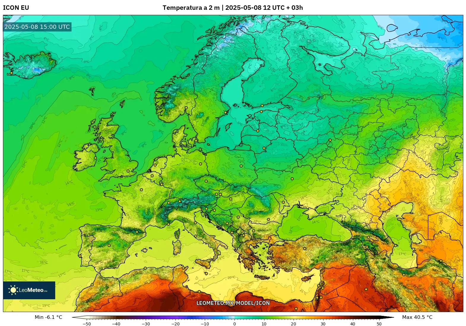 ICON - Europa, Temperatura a 2 m