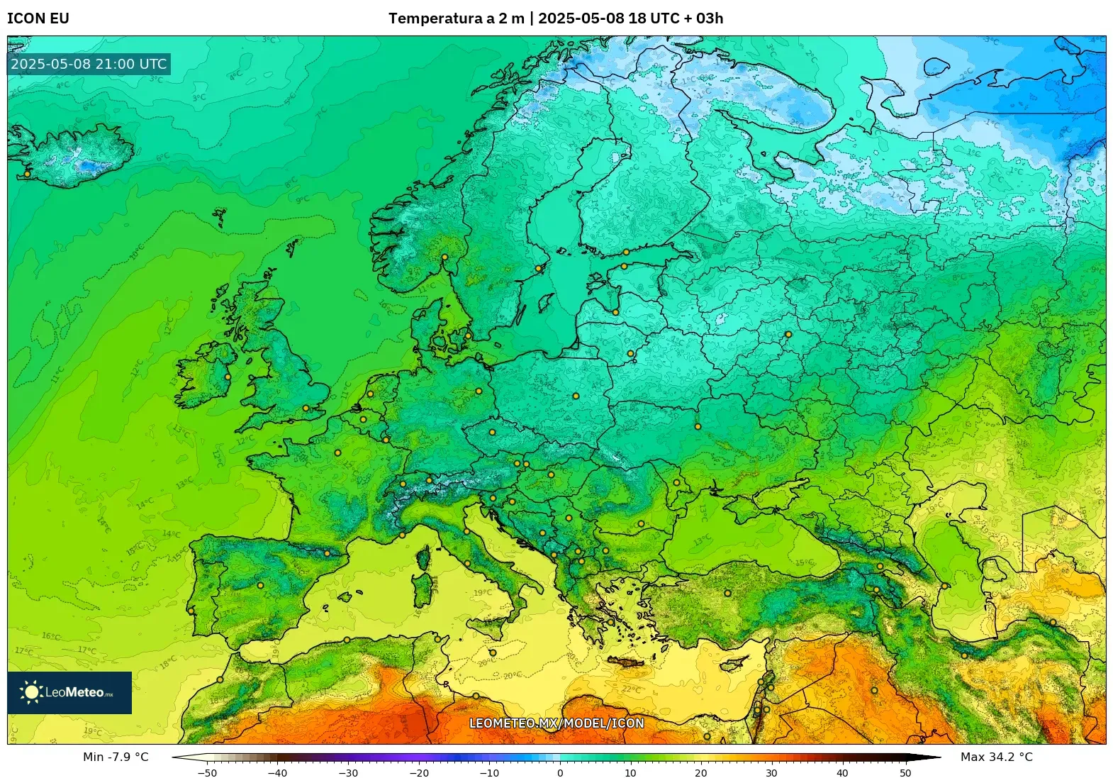ICON - Europa, Temperatura a 2 m