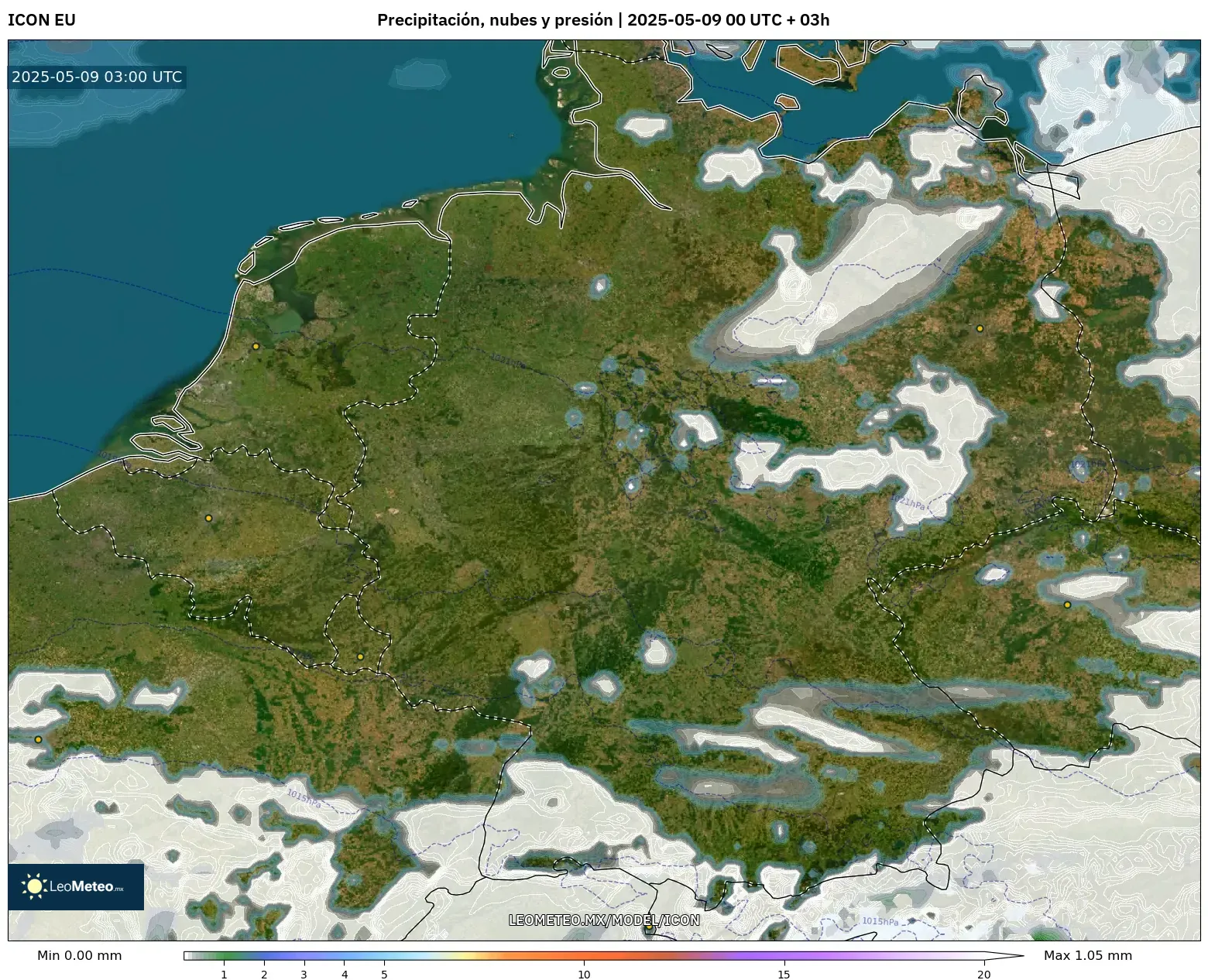 ICON - Alemania, Precipitación, nubes y presión ICON - Alemania, Precipitación, nubes y presión