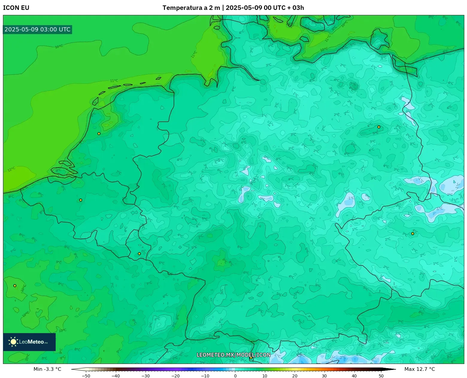 ICON - Alemania, Temperatura a 2 m ICON - Alemania, Temperatura a 2 m