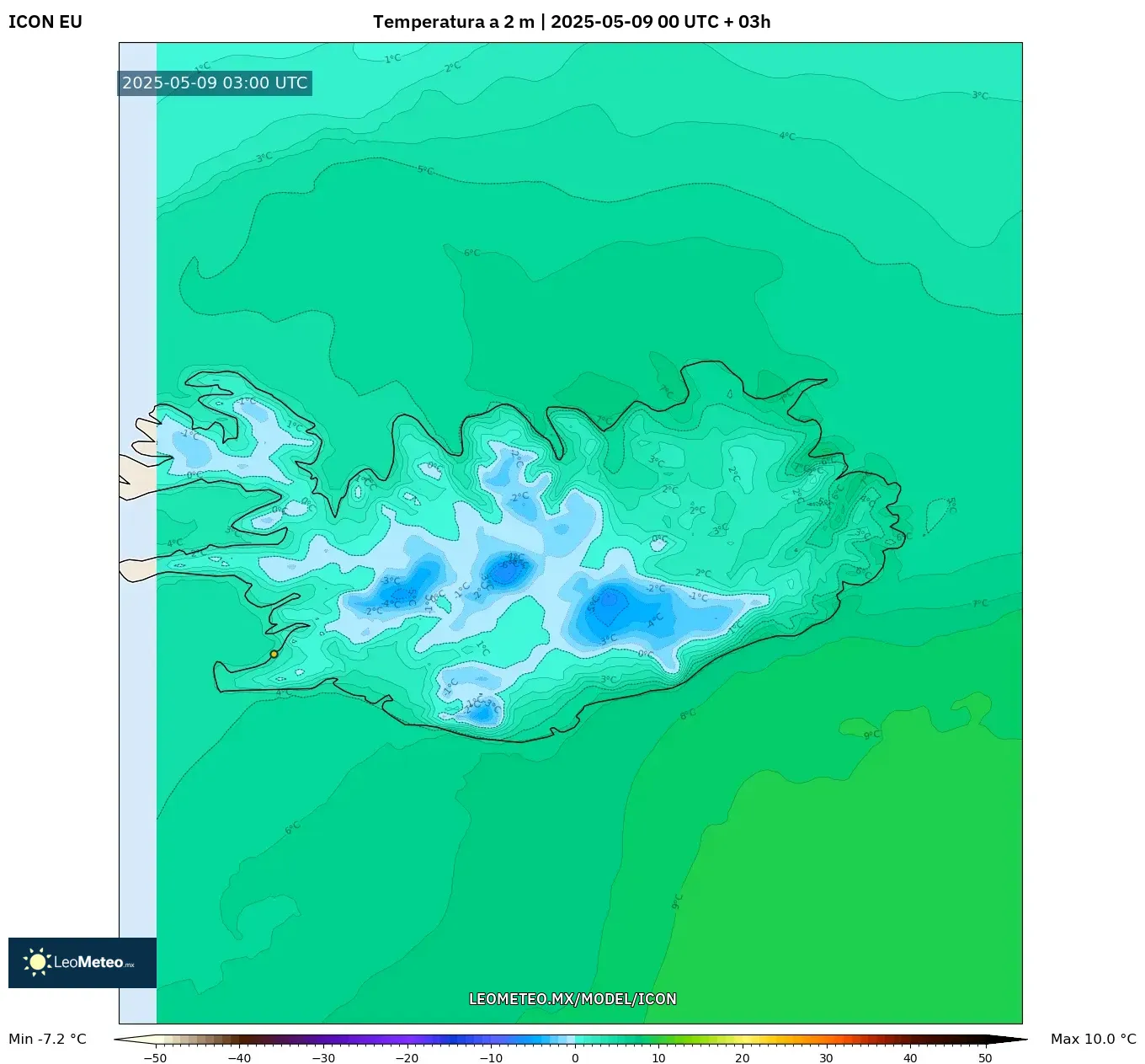ICON - Islandia, Temperatura a 2 m ICON - Islandia, Temperatura a 2 m