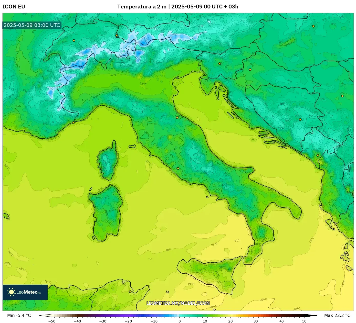 ICON - Italia, Temperatura a 2 m ICON - Italia, Temperatura a 2 m