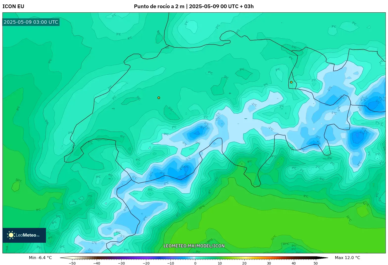 ICON - Suiza, Punto de rocío a 2 m ICON - Suiza, Punto de rocío a 2 m