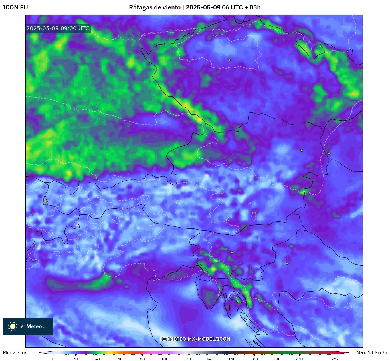 ICON - Austria, Ráfagas de viento ICON - Austria, Ráfagas de viento