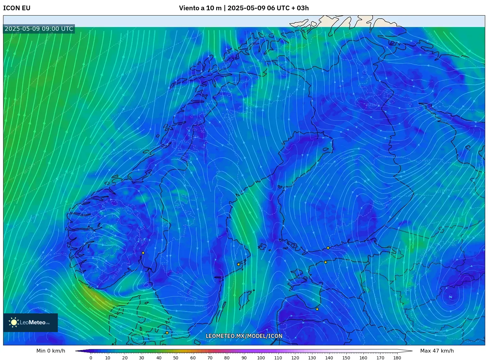 ICON - Escandinavia, Viento a 10 m ICON - Escandinavia, Viento a 10 m