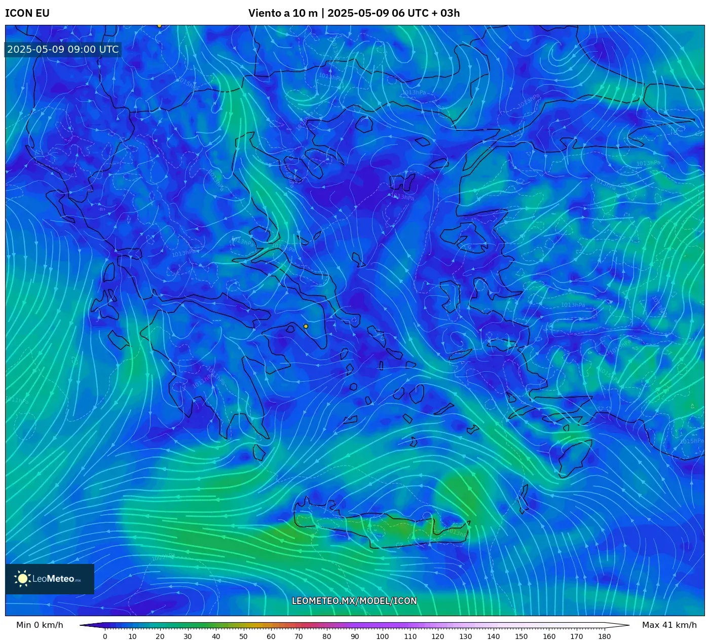 ICON - Grecia, Viento a 10 m ICON - Grecia, Viento a 10 m