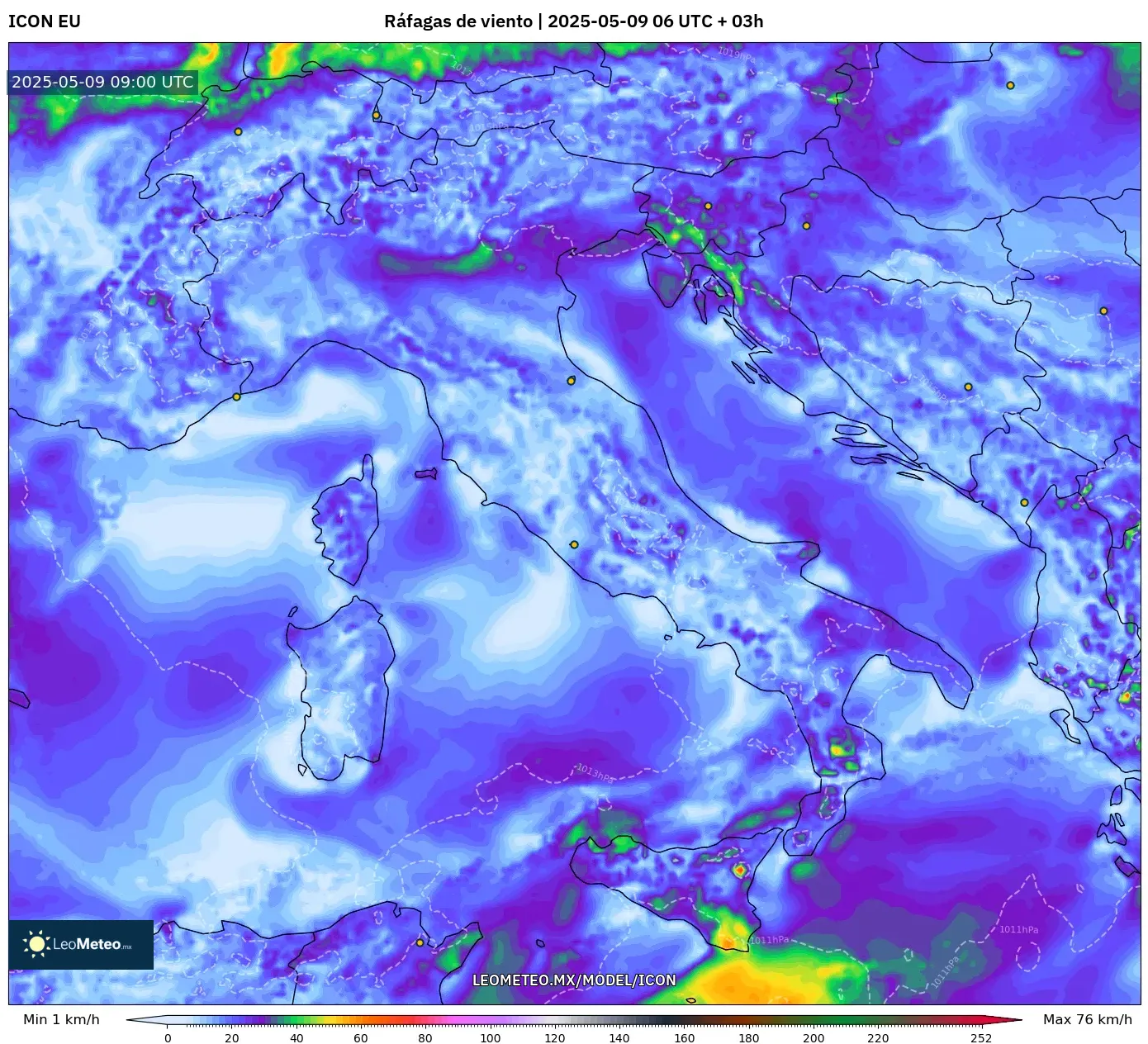 ICON - Italia, Ráfagas de viento