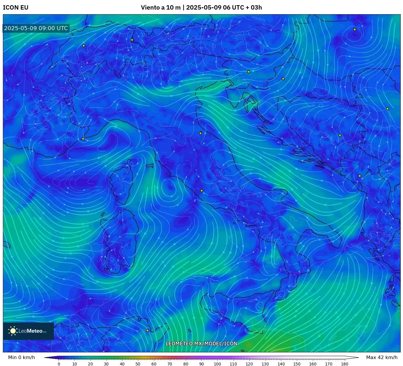 ICON - Italia, Viento a 10 m ICON - Italia, Viento a 10 m