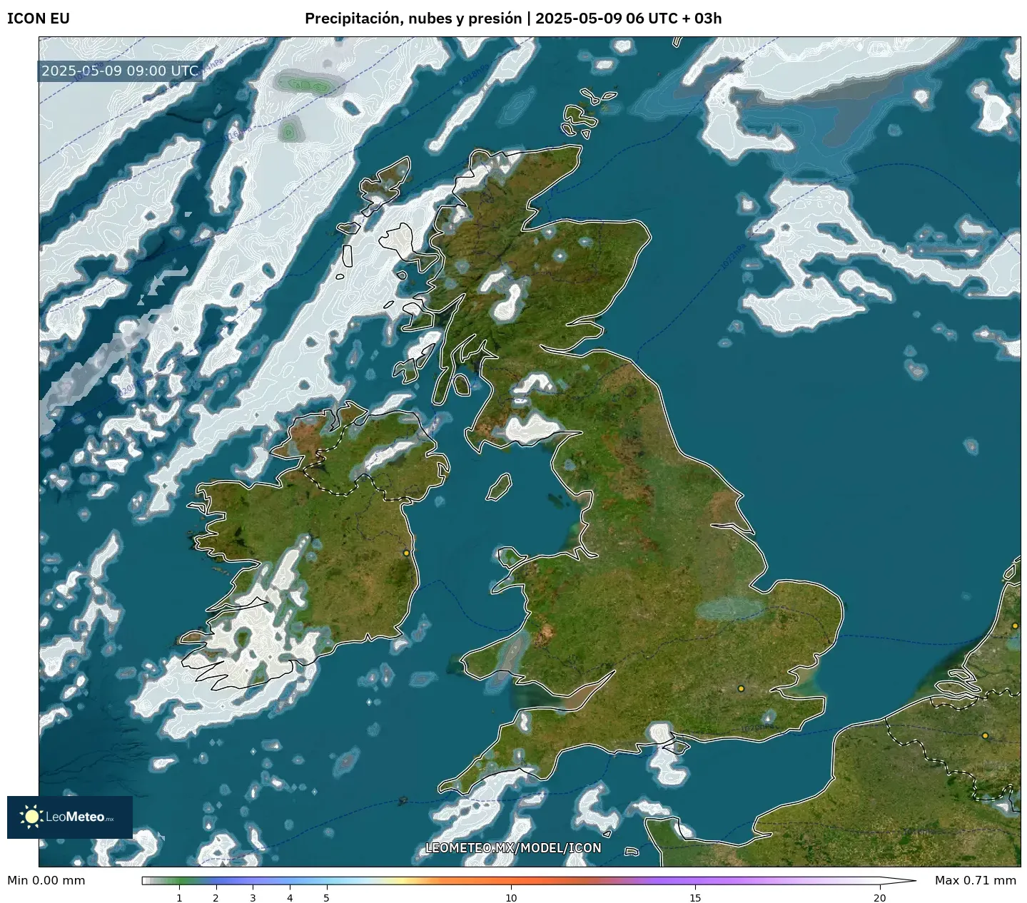 ICON - Reino Unido, Precipitación, nubes y presión ICON - Reino Unido, Precipitación, nubes y presión