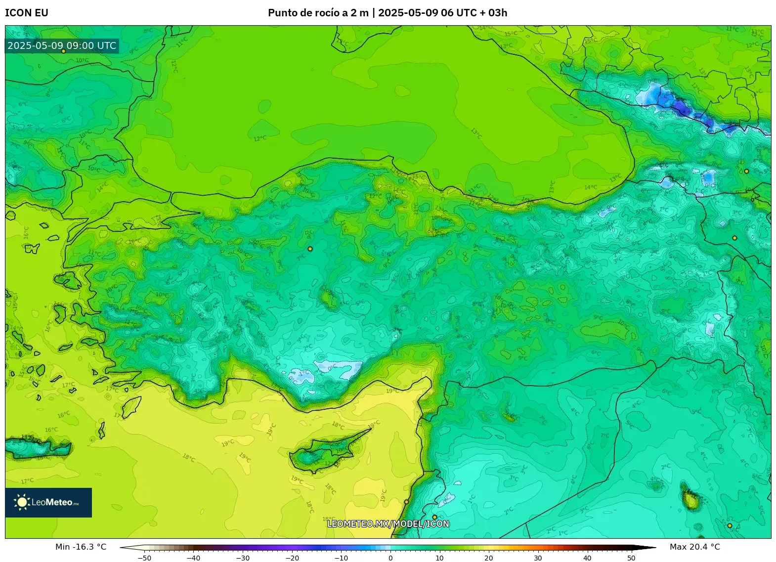 ICON - Turquía, Punto de rocío a 2 m ICON - Turquía, Punto de rocío a 2 m