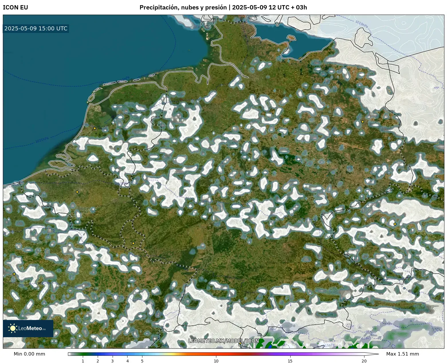 ICON - Alemania, Precipitación, nubes y presión ICON - Alemania, Precipitación, nubes y presión