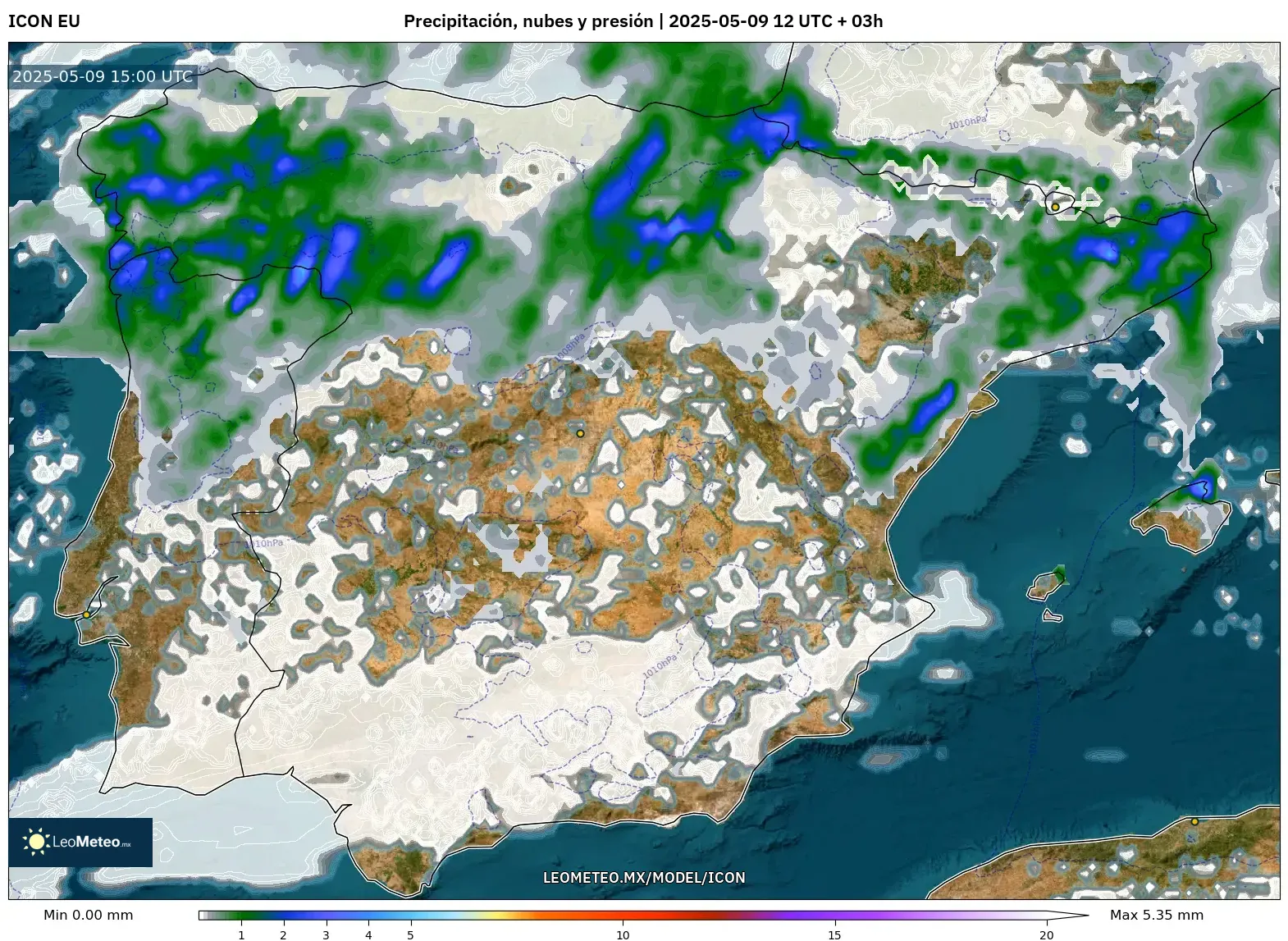 ICON - España, Precipitación, nubes y presión ICON - España, Precipitación, nubes y presión