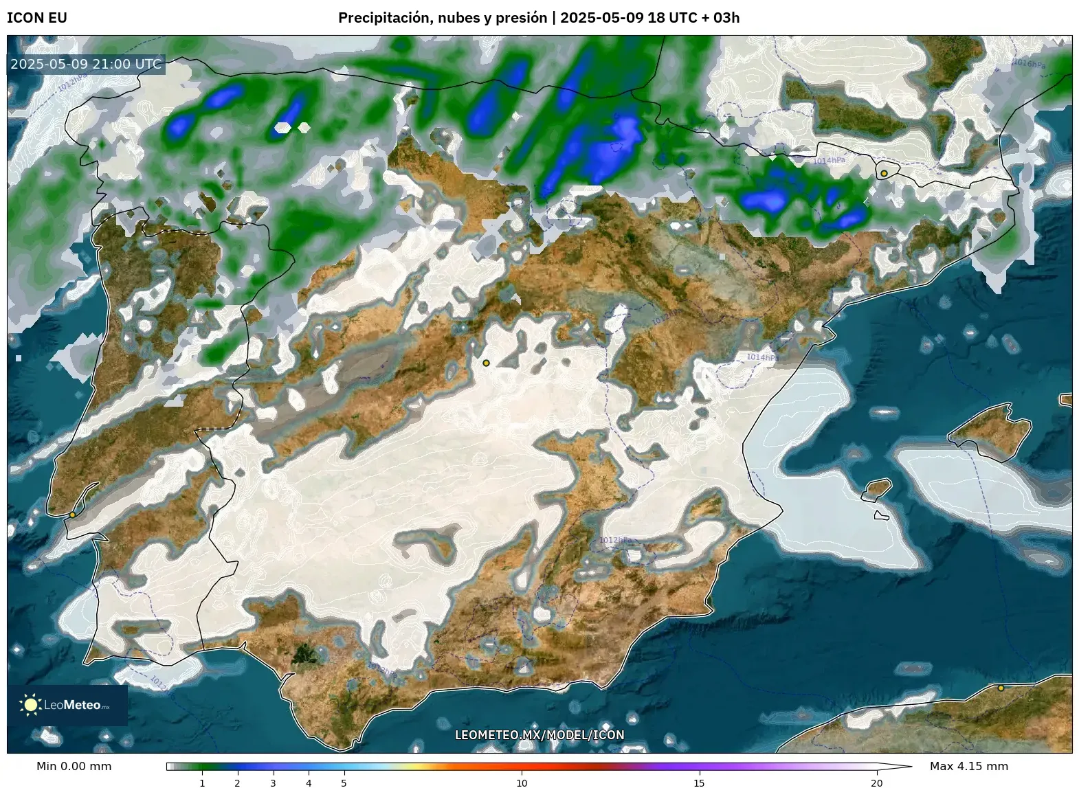 ICON - España, Precipitación, nubes y presión ICON - España, Precipitación, nubes y presión