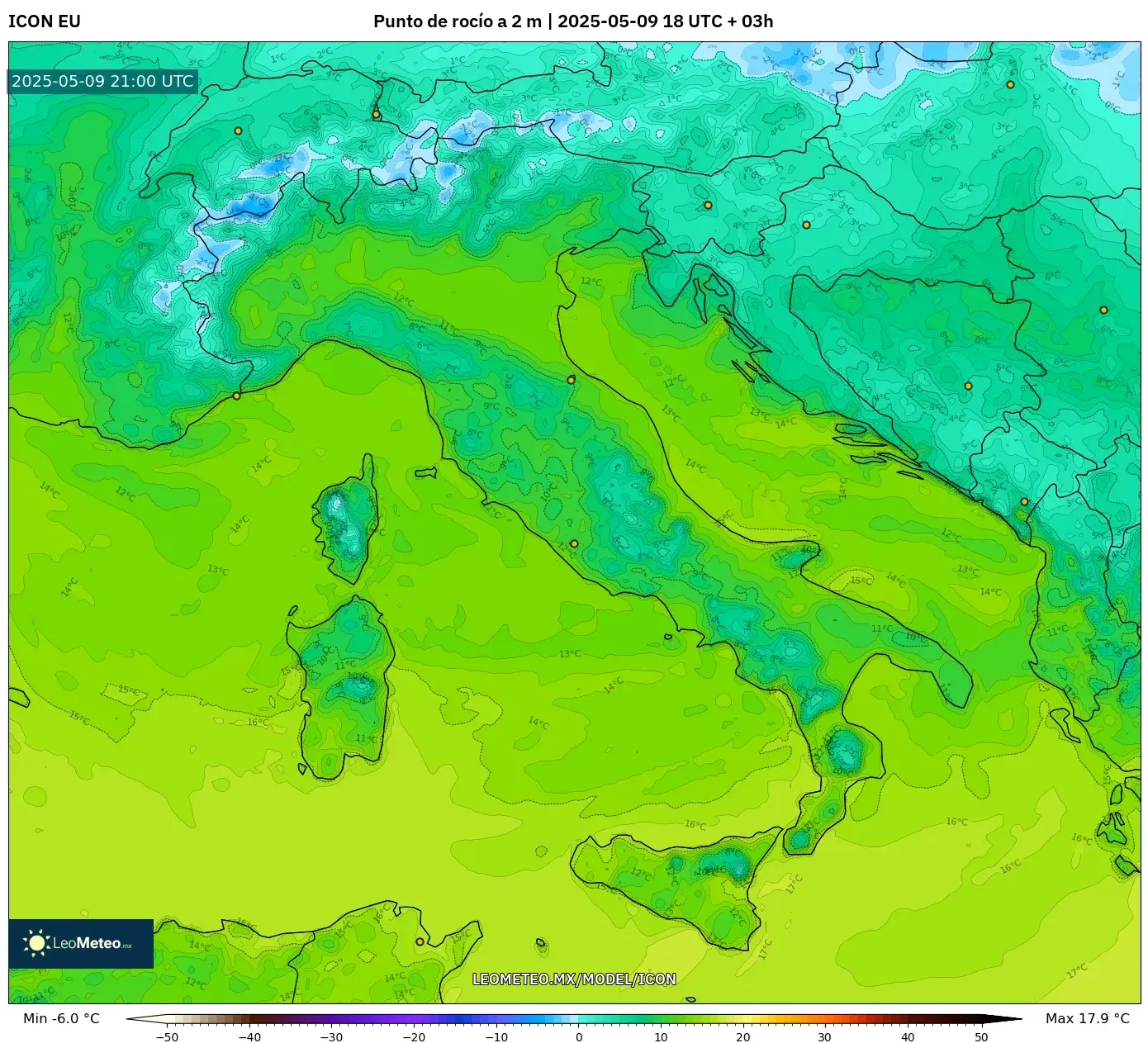 ICON - Italia, Punto de rocío a 2 m ICON - Italia, Punto de rocío a 2 m
