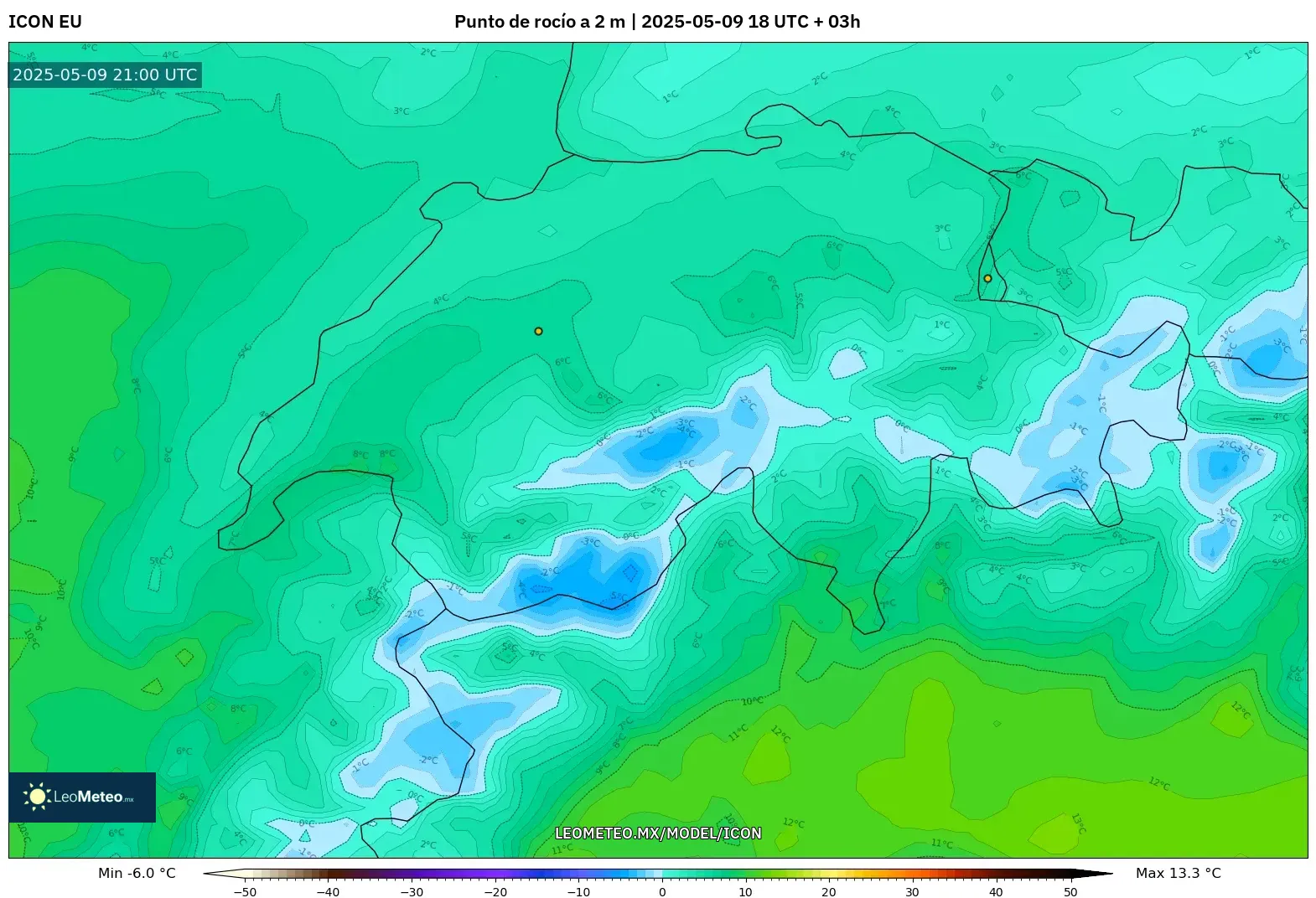 ICON - Suiza, Punto de rocío a 2 m ICON - Suiza, Punto de rocío a 2 m