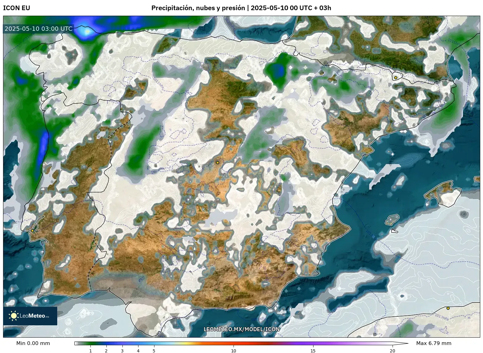ICON - España, Precipitación, nubes y presión ICON - España, Precipitación, nubes y presión