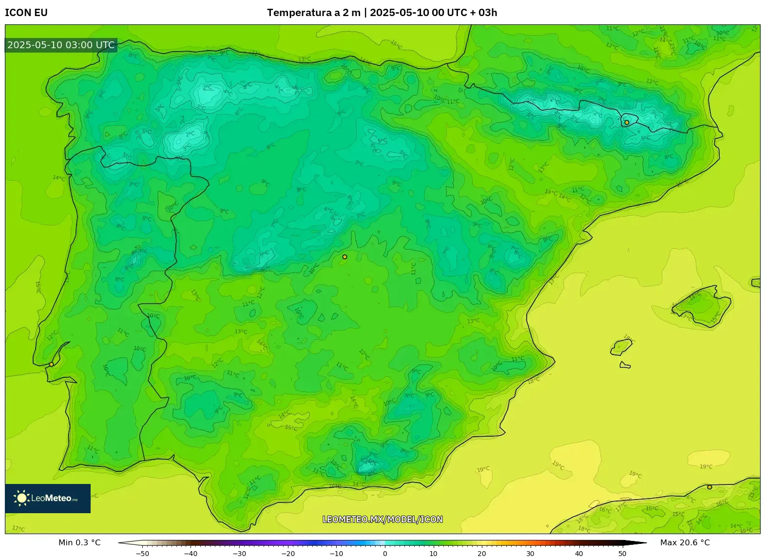 ICON - España, Temperatura a 2 m ICON - España, Temperatura a 2 m