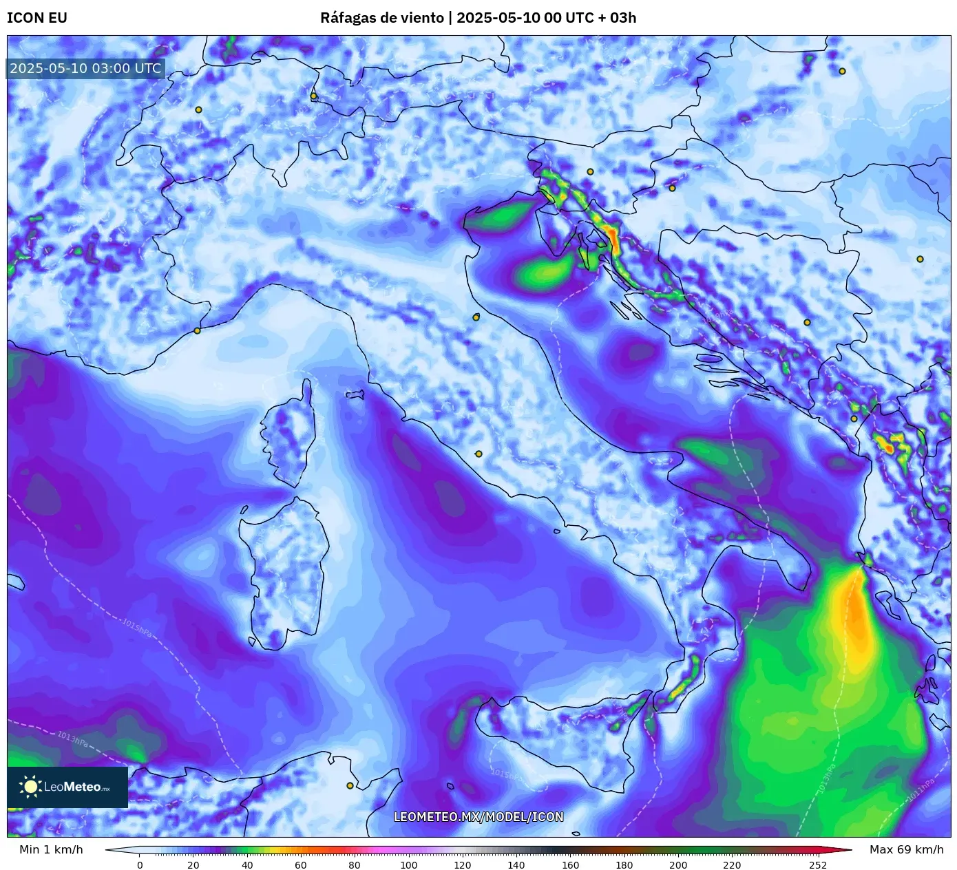 ICON - Italia, Ráfagas de viento ICON - Italia, Ráfagas de viento