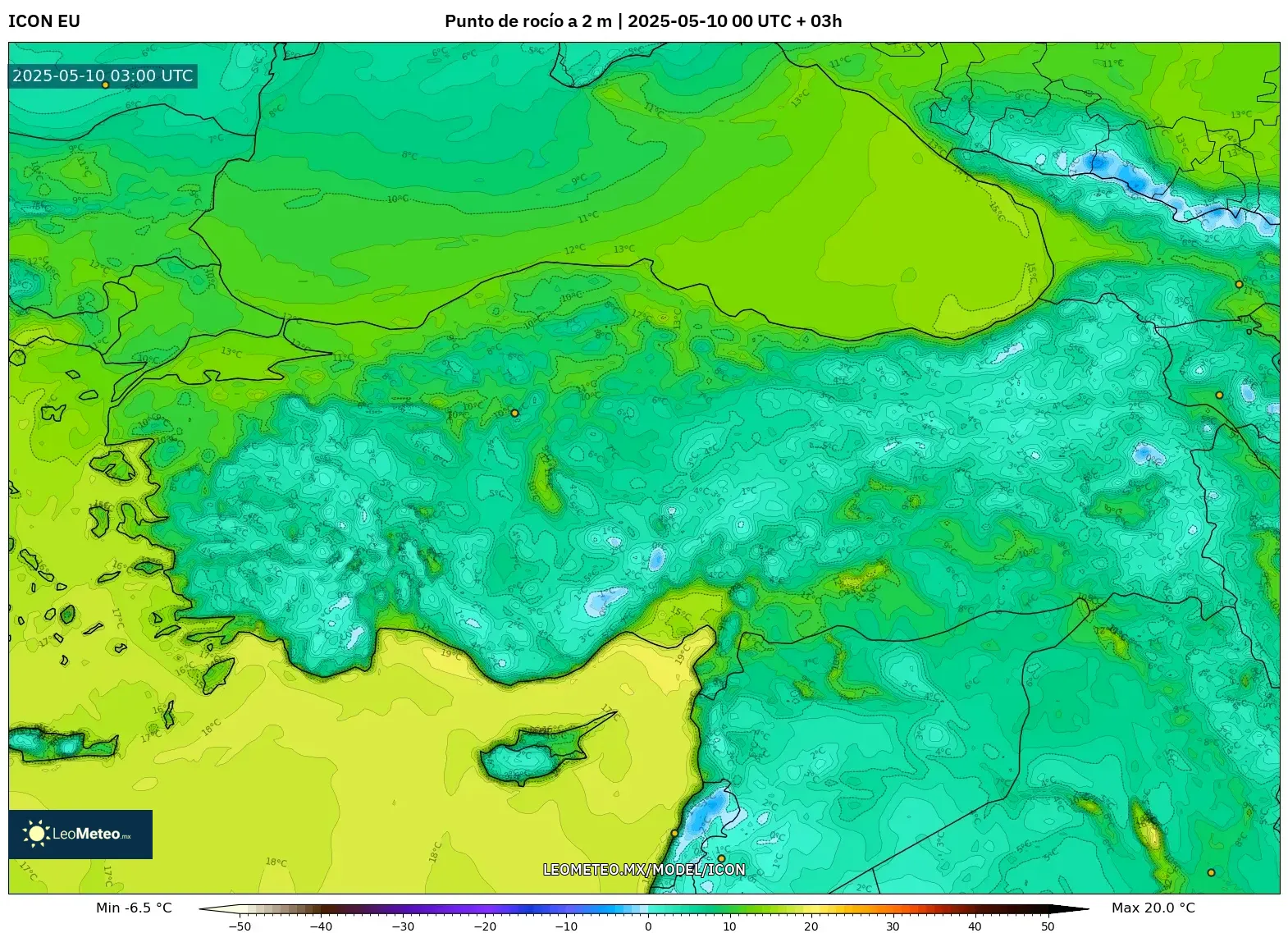 ICON - Turquía, Punto de rocío a 2 m ICON - Turquía, Punto de rocío a 2 m