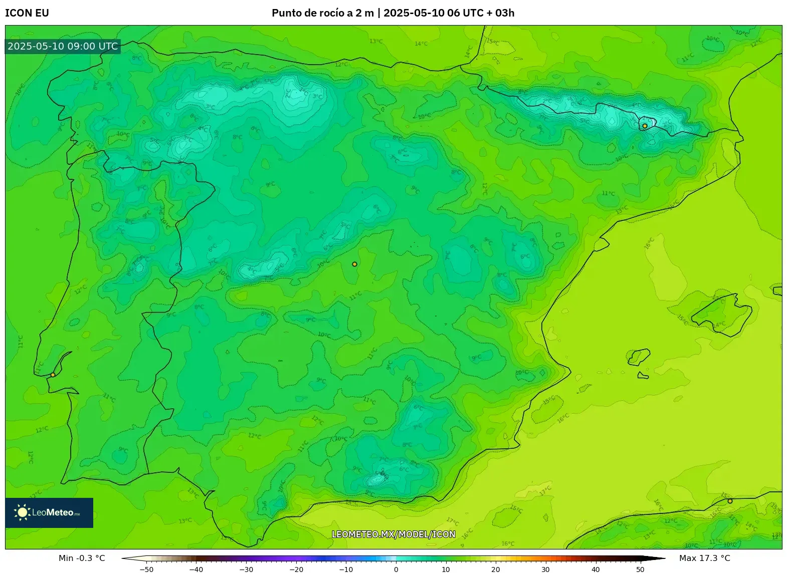 ICON - España, Punto de rocío a 2 m ICON - España, Punto de rocío a 2 m