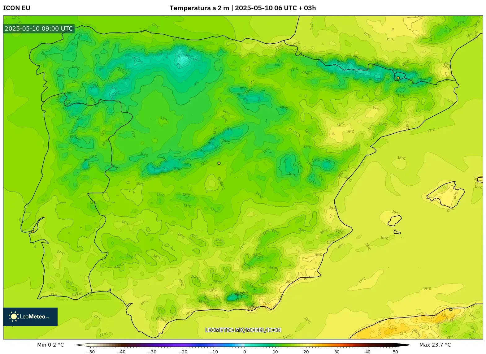 ICON - España, Temperatura a 2 m ICON - España, Temperatura a 2 m
