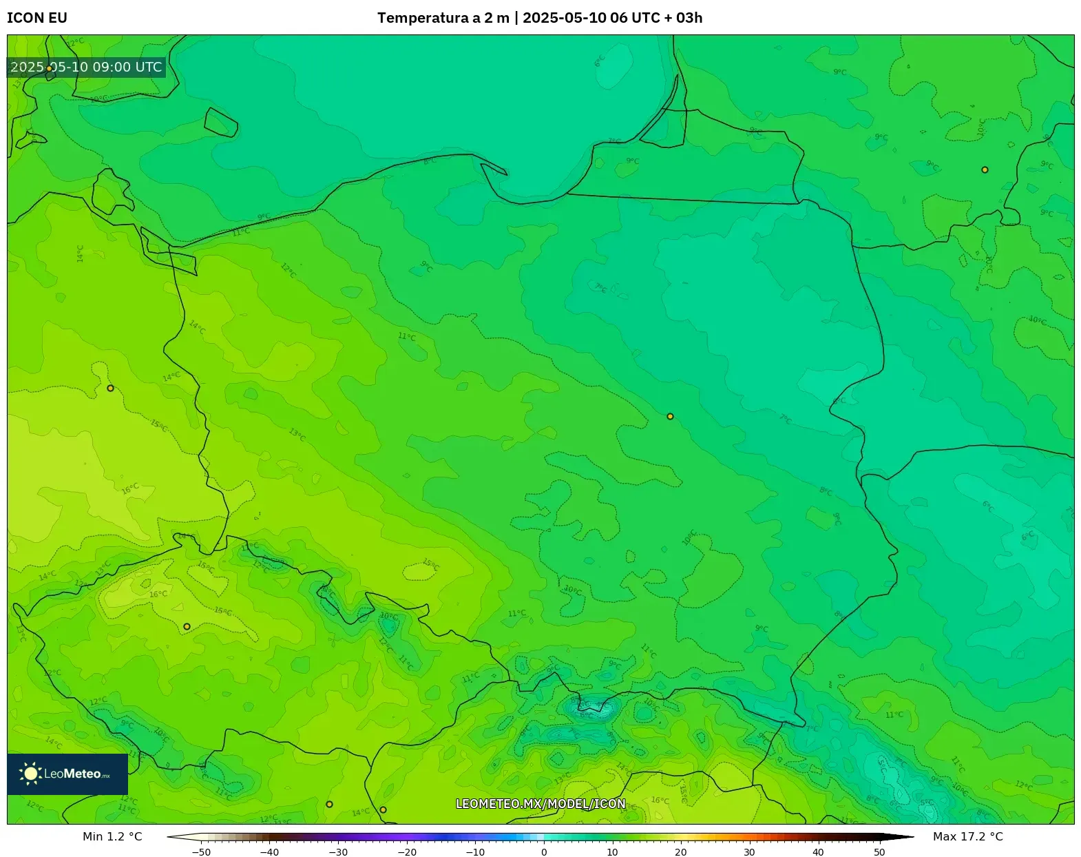 ICON - Polonia, Temperatura a 2 m ICON - Polonia, Temperatura a 2 m