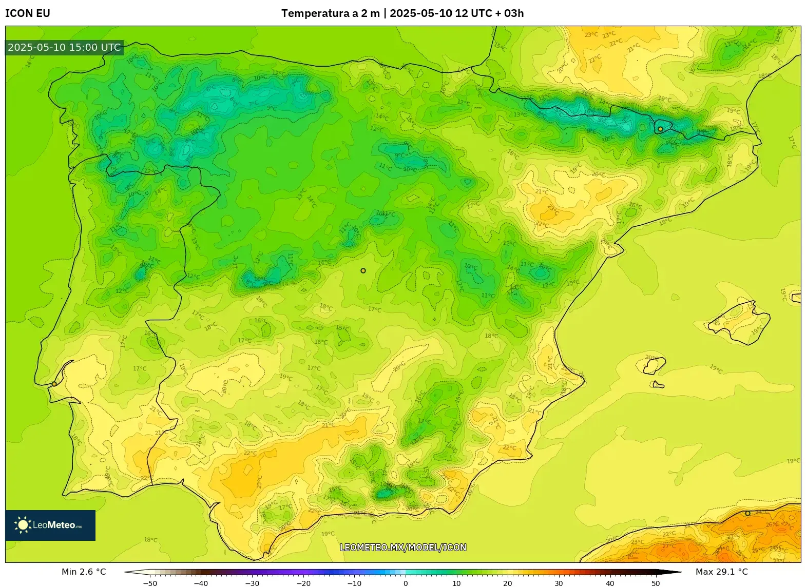 ICON - España, Temperatura a 2 m ICON - España, Temperatura a 2 m