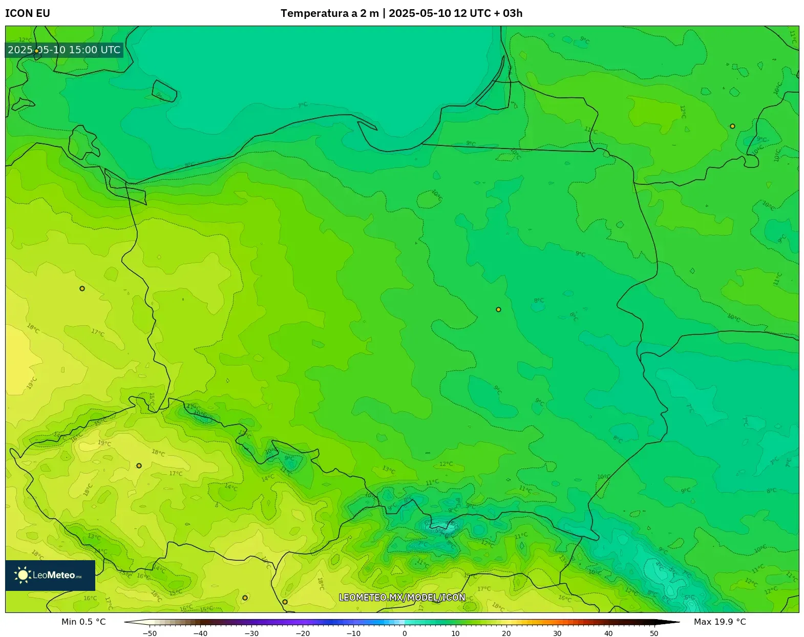 ICON - Polonia, Temperatura a 2 m ICON - Polonia, Temperatura a 2 m