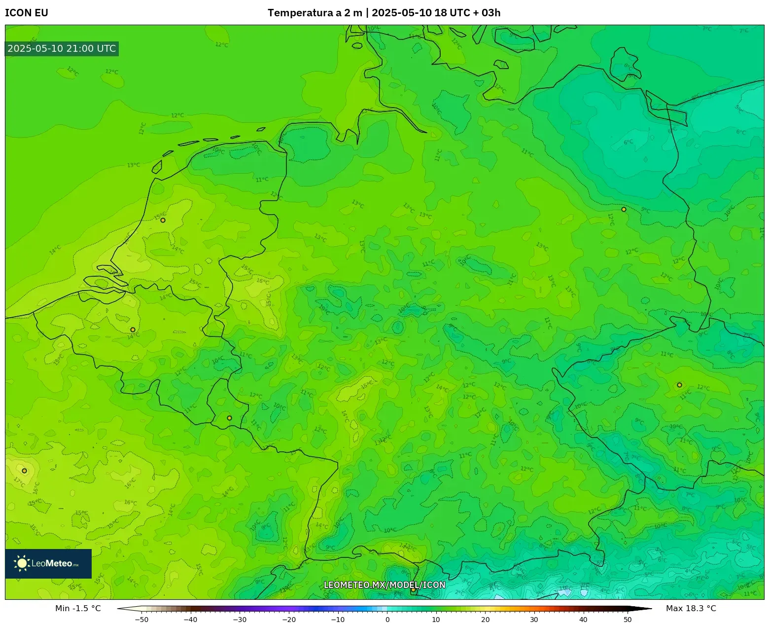 ICON - Alemania, Temperatura a 2 m ICON - Alemania, Temperatura a 2 m
