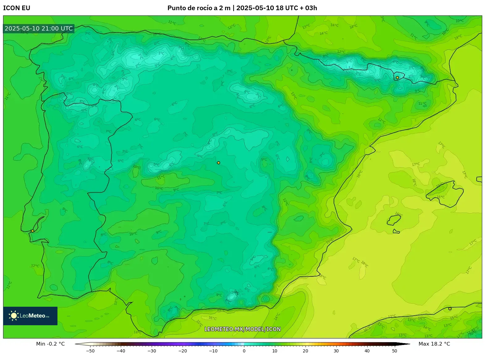 ICON - España, Punto de rocío a 2 m ICON - España, Punto de rocío a 2 m
