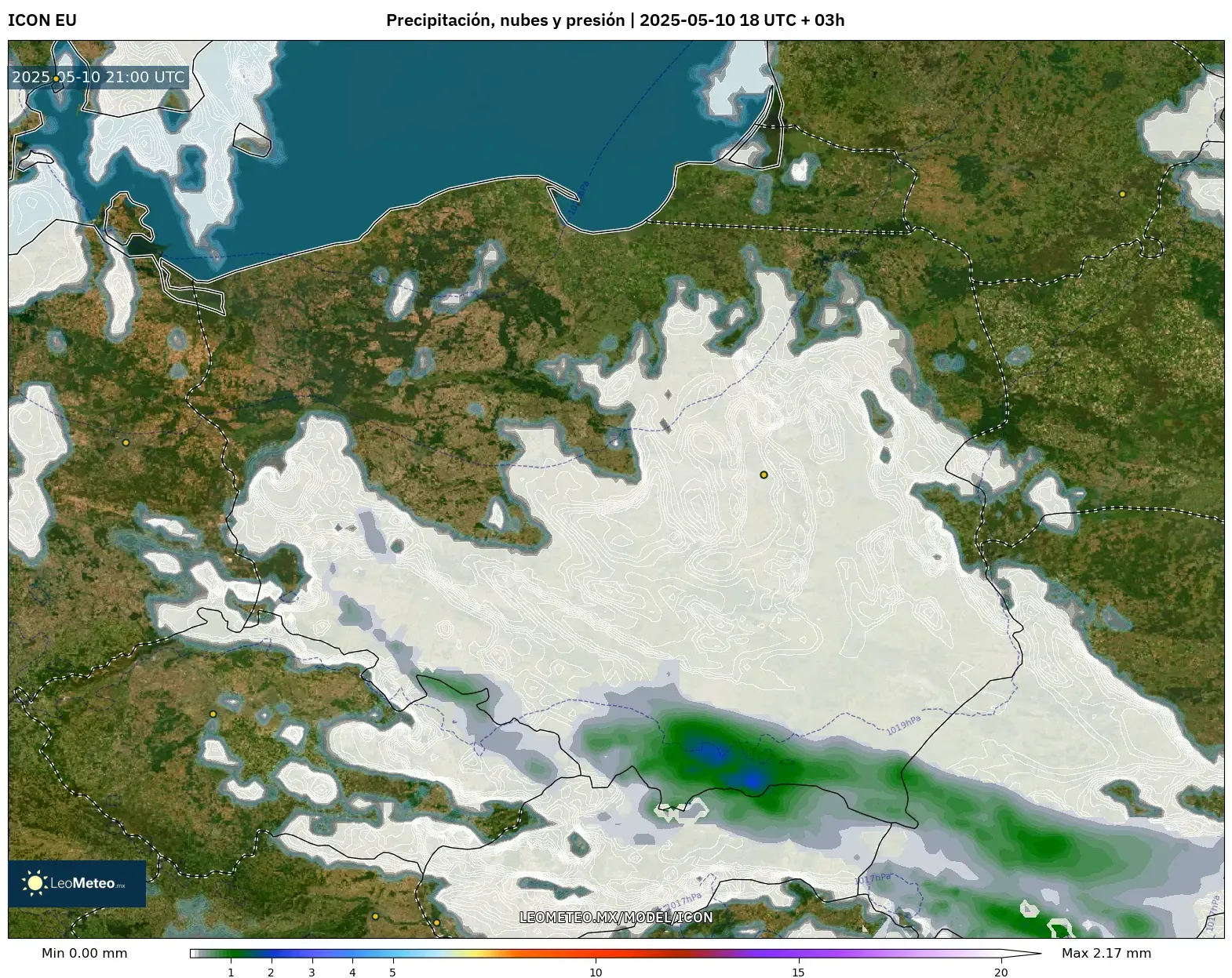 ICON - Polonia, Precipitación, nubes y presión ICON - Polonia, Precipitación, nubes y presión
