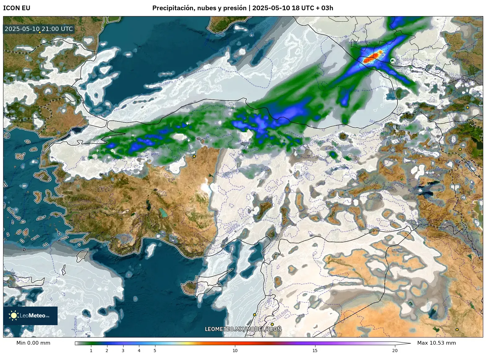 ICON - Turquía, Precipitación, nubes y presión ICON - Turquía, Precipitación, nubes y presión