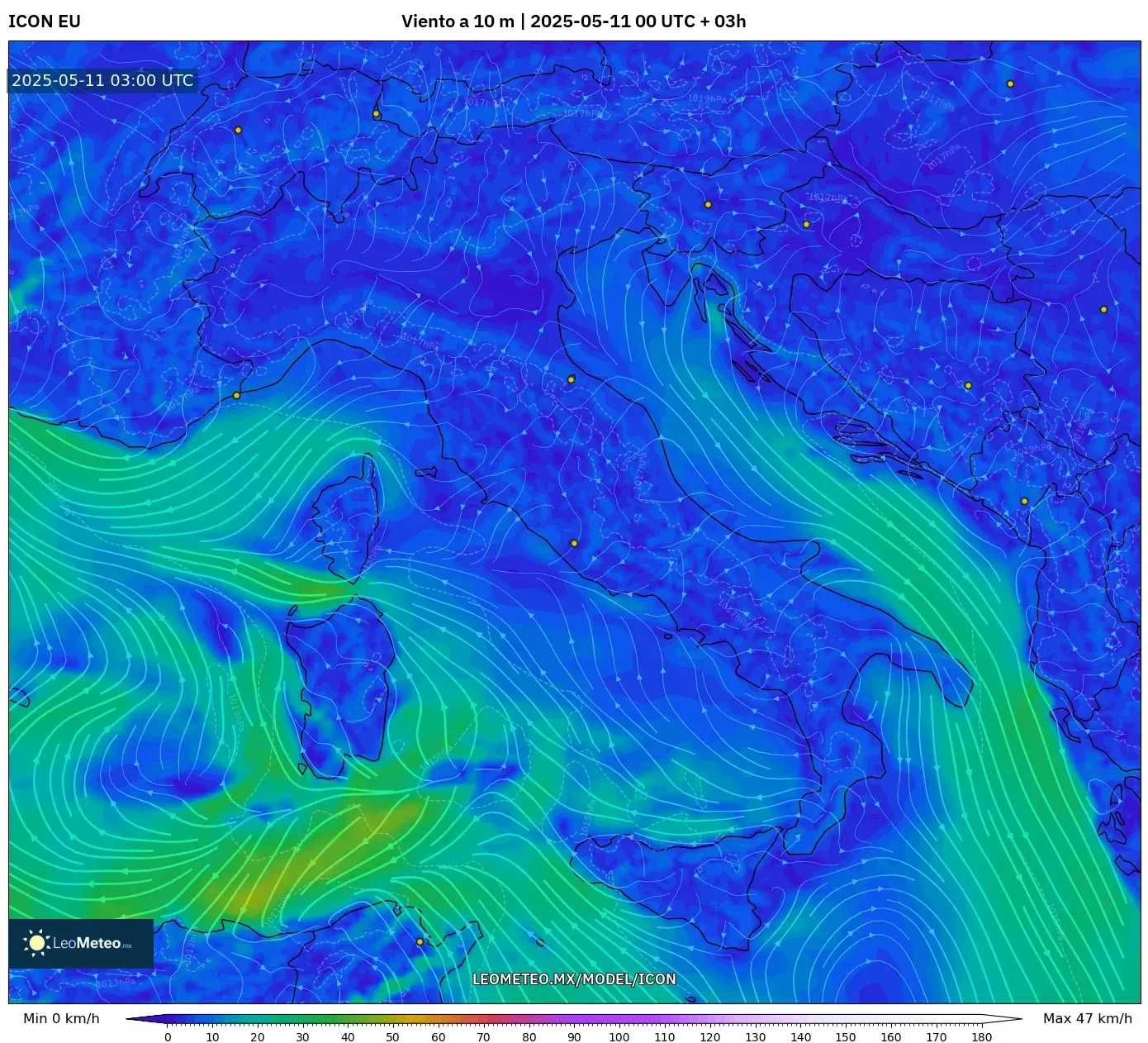 ICON - Italia, Viento a 10 m ICON - Italia, Viento a 10 m