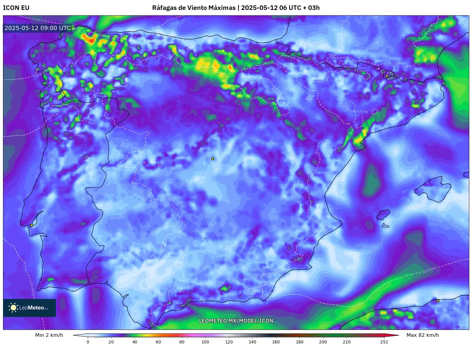 ICON - España, Ráfagas de Viento Máximas ICON - España, Ráfagas de Viento Máximas