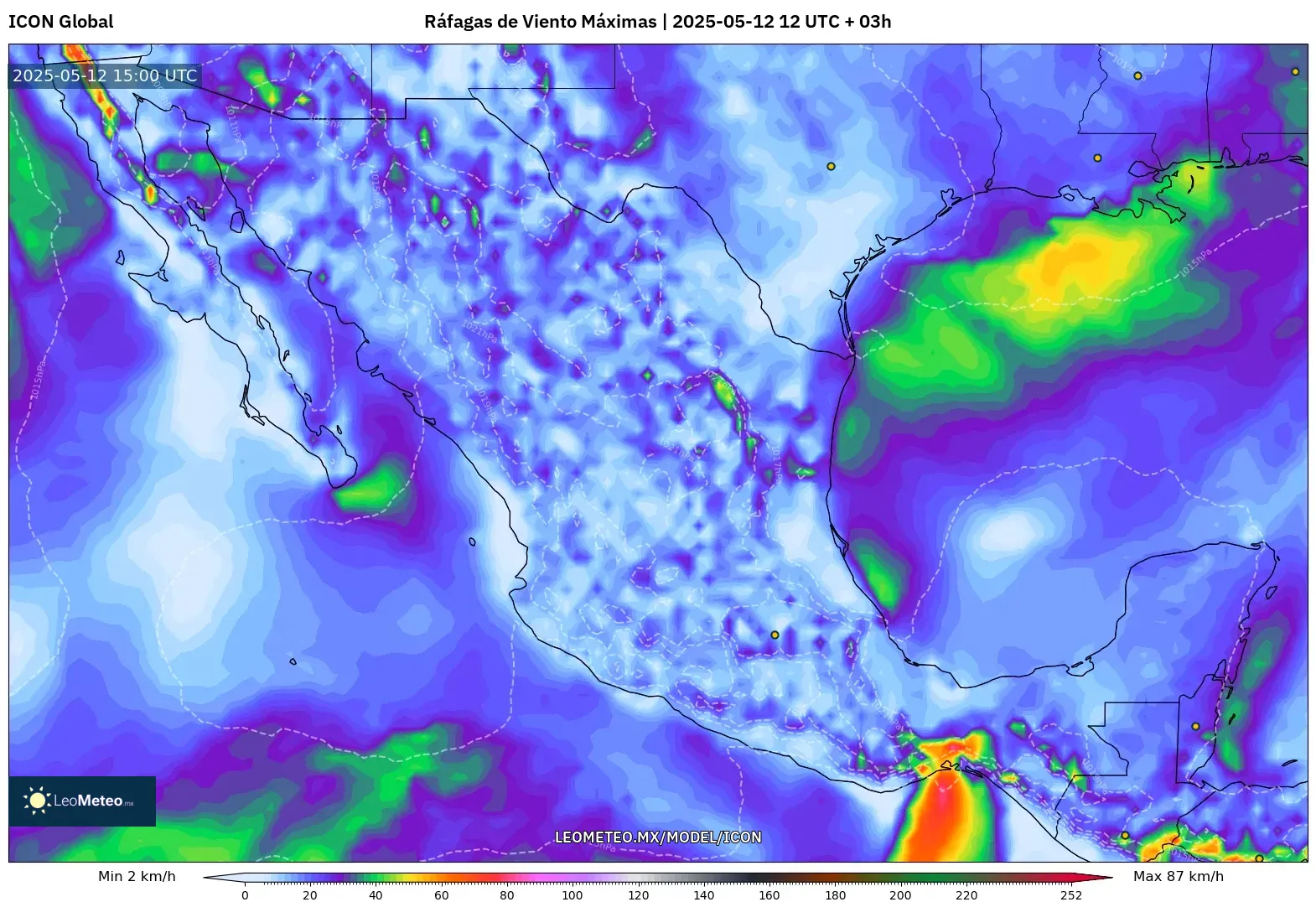 ICON - México, Ráfagas de Viento Máximas ICON - México, Ráfagas de Viento Máximas